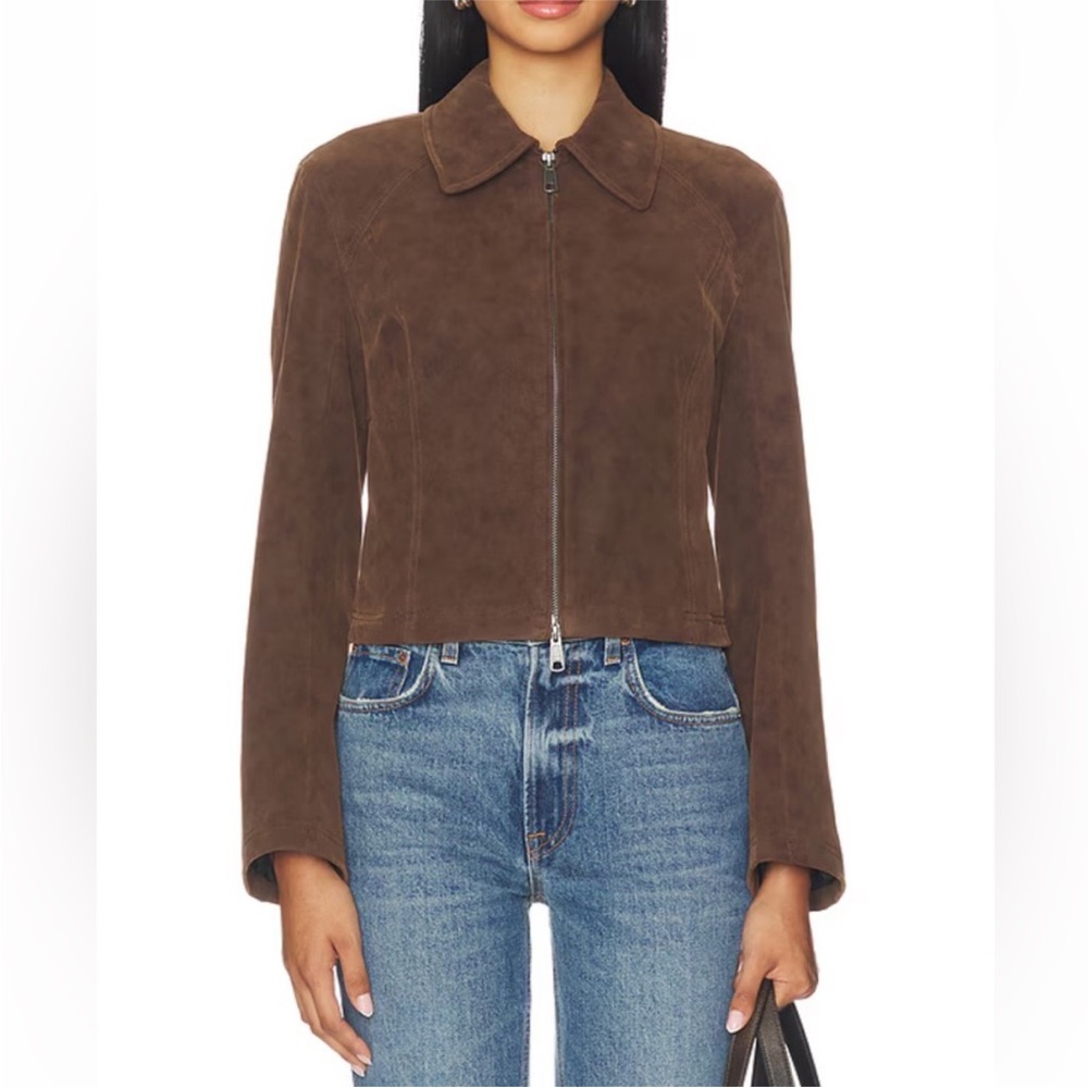 Free People X We The Free River Faux Suede Jacket in Double Espresso - Picture 1 of 7